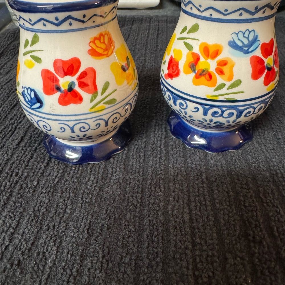 Gibson Elite Luxembourg Hand Painted Salt and Pepper‎ Shakers